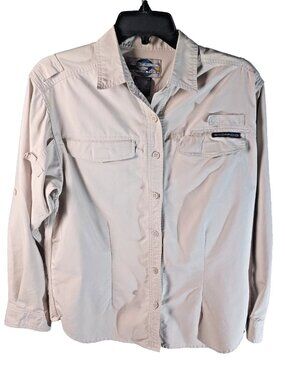 ExOfficio Womens Medium Tan Lightweight Full Zip Jacket Cotton Blend Outdoor M
